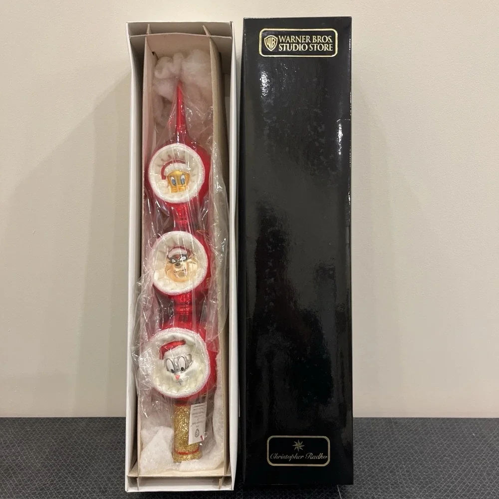 Radko‎ Looney Tunes Christmas Trio Tree Topper Bugs Taz Tweety 1996 Finial